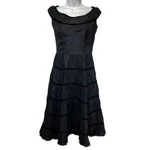 Vintage Jonathan Logan Black Crinkle Tiered Dress